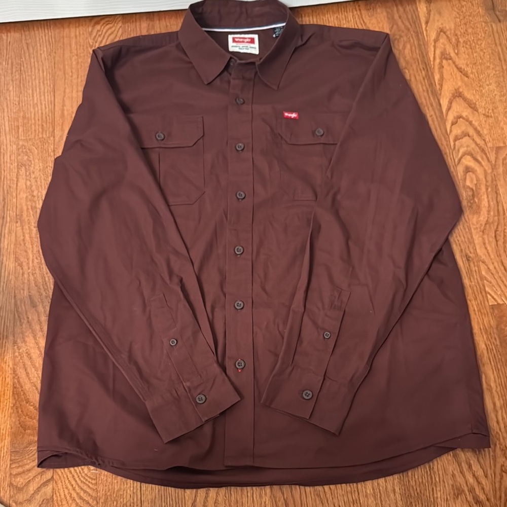 Wrangler Brown Button-Up Shirt